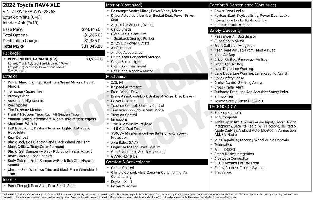 Used 2022 Toyota RAV4 XLE w/ Convenience Package FWD image 6