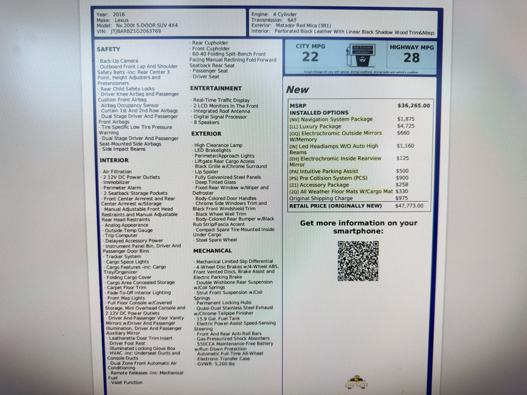 Used 2016 Lexus NX 200t AWD w/ Luxury Package image 22