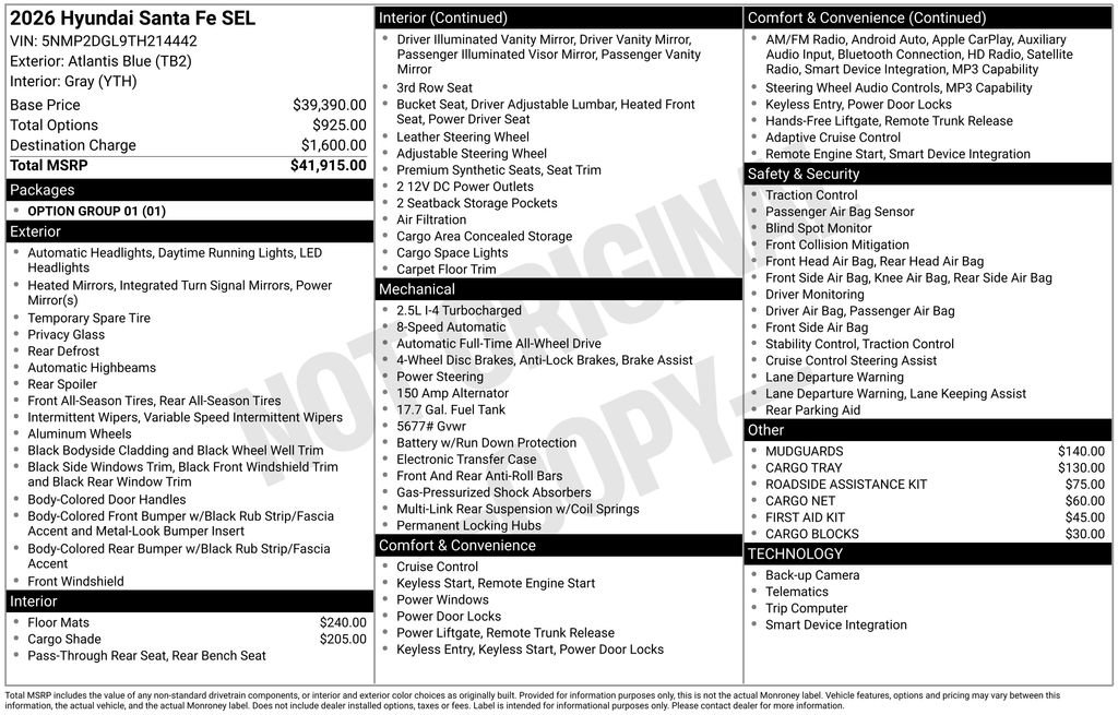 New 2026 Hyundai Santa Fe SEL AWD/4WD image 5