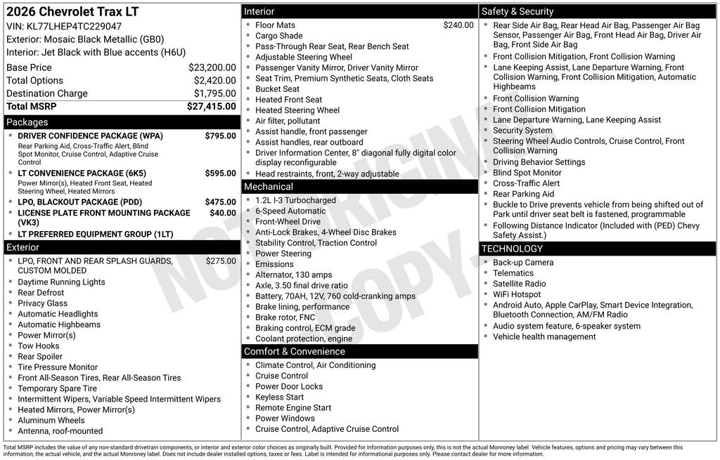 New 2026 Chevrolet Trax LT w/ Driver Confidence Package FWD image 6