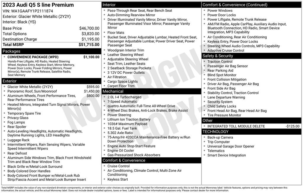 Certified 2023 Audi Q5 2.0T Premium w/ Convenience Package AWD/4WD image 3