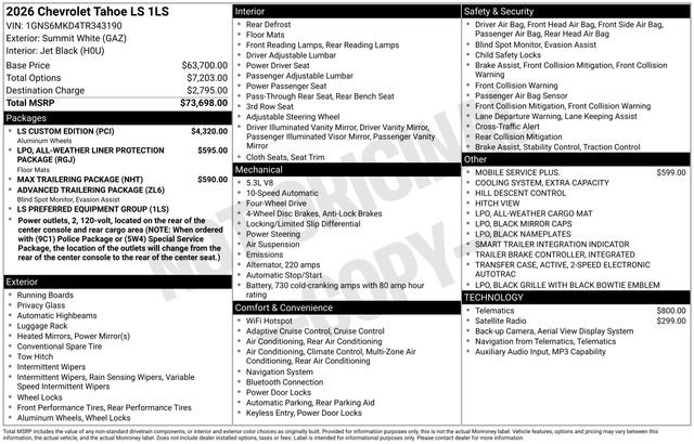 New 2026 Chevrolet Tahoe LS w/ LS Custom Edition AWD/4WD image 4