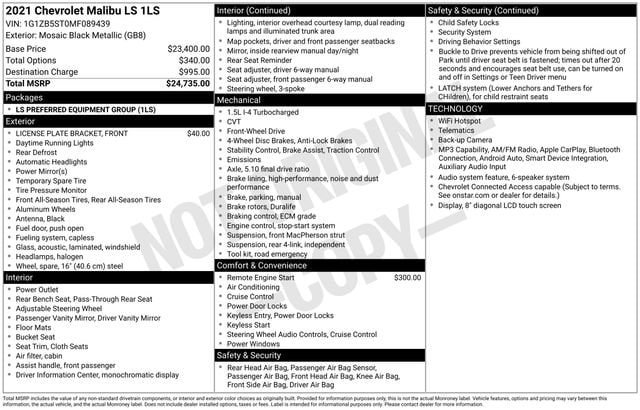 Used 2021 Chevrolet Malibu LS FWD image 4