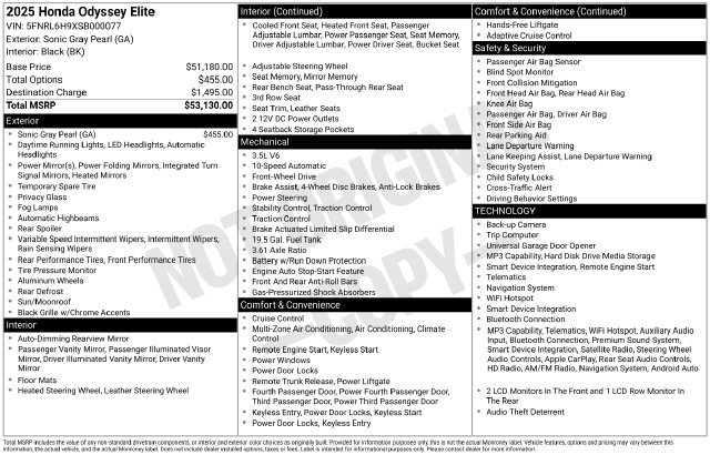 Used 2025 Honda Odyssey Elite image 4