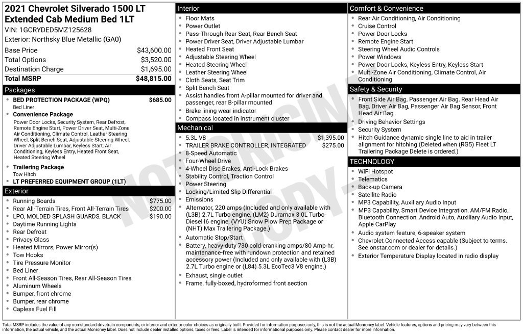 Used 2021 Chevrolet Silverado 1500 LT w/ Bed Protection Package AWD/4WD image 9