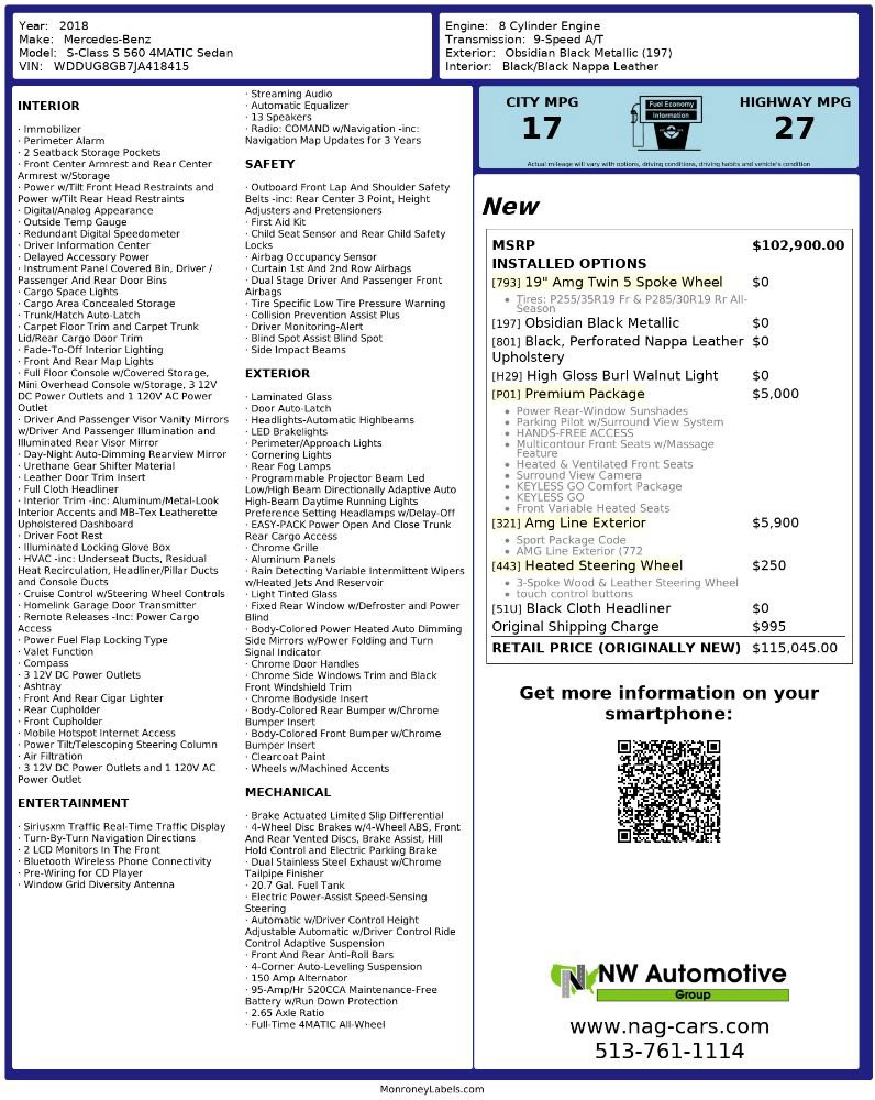 Used 2018 Mercedes-Benz S 560 4MATIC Sedan image 2
