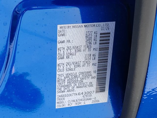 New 2026 Nissan Frontier SV w/ All-Weather Content Package image 11
