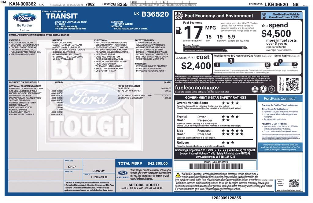 Used 2020 Ford Transit 150 XL RWD image 9