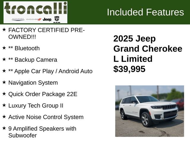 Certified 2025 Jeep Grand Cherokee L Limited w/ Luxury Tech Group II AWD/4WD image 5