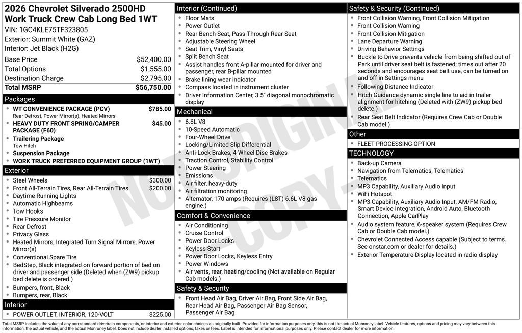 New 2026 Chevrolet Silverado 2500 W/T w/ WT Convenience Package AWD/4WD image 2