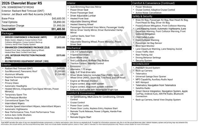 New 2026 Chevrolet Blazer RS w/ Driver Confidence II Package FWD image 35