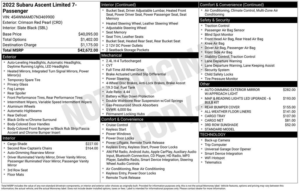 Used 2022 Subaru Ascent Limited image 41