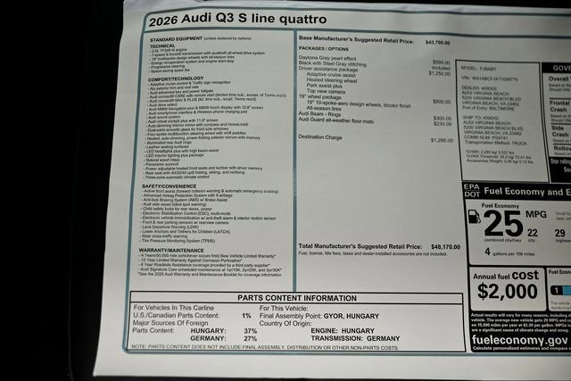 New 2026 Audi Q3 quattro 2.0T image 25