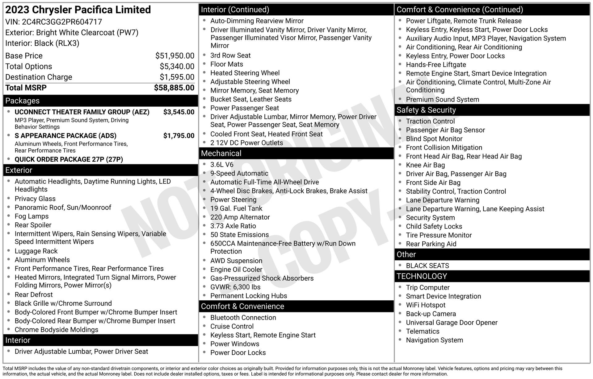 Used 2023 Chrysler Pacifica Limited w/ Uconnect Theater Family Group image 4