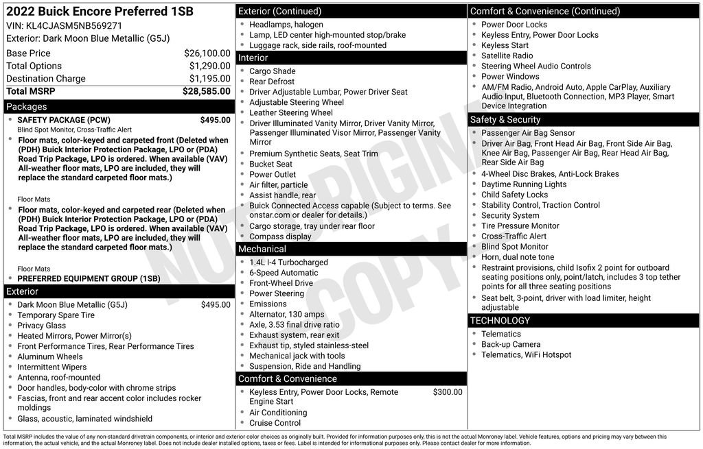Used 2022 Buick Encore Preferred w/ Safety Package FWD image 6