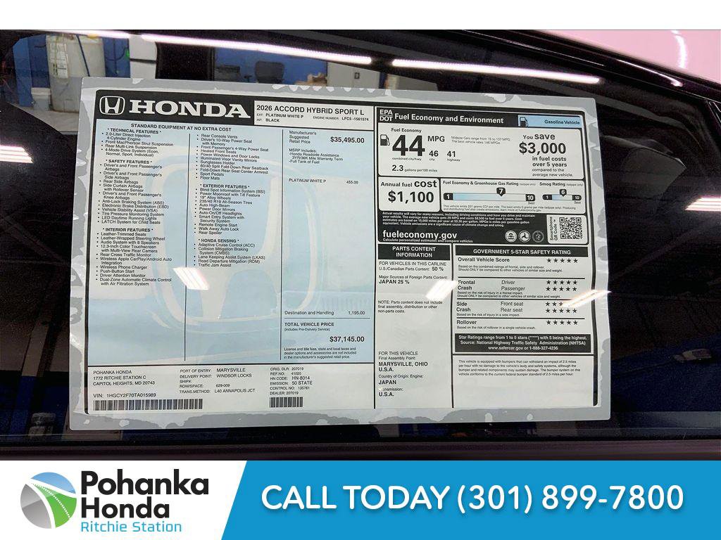 New 2026 Honda Accord Hybrid Sport-L FWD image 22