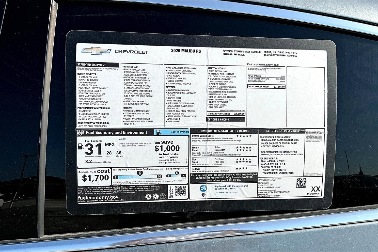New 2025 Chevrolet Malibu RS image 13