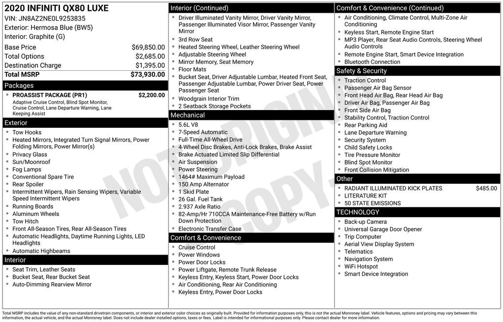 Used 2020 INFINITI QX80 Luxe w/ Proassist Package image 6