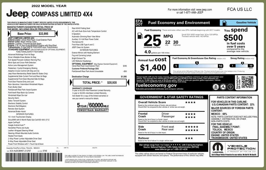 Used 2022 Jeep Compass Limited image 29