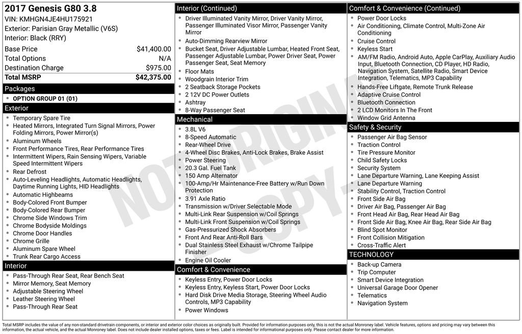 Used 2017 Genesis G80 3.8 image 2