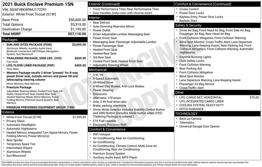 Used 2021 Buick Enclave Premium w/ Sun and Sites Package image 5