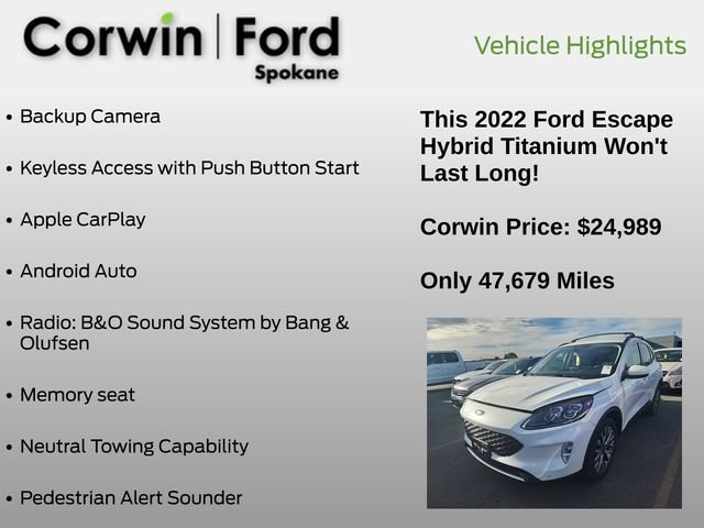 Used 2022 Ford Escape Titanium w/ Class II Trailer Tow Package AWD/4WD image 12
