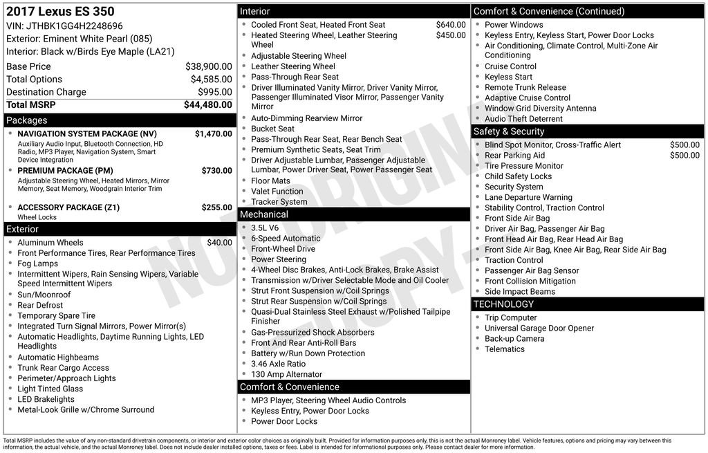 Used 2017 Lexus ES 350 w/ Navigation System Package image 7