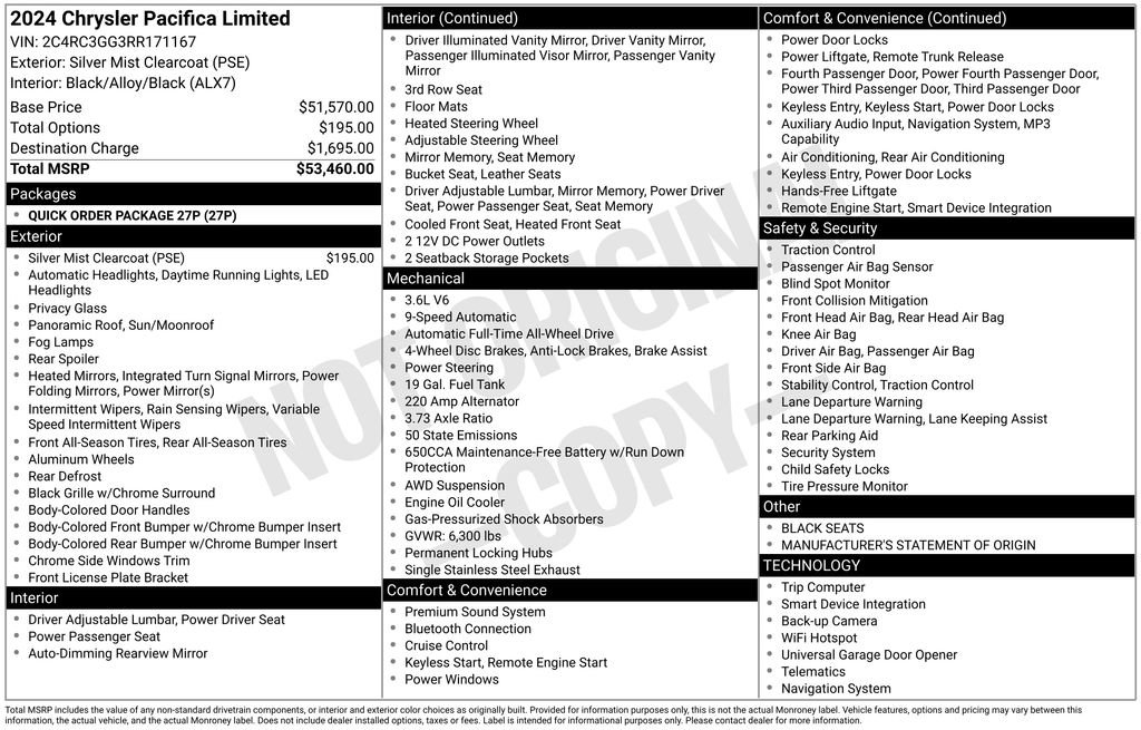 Used 2024 Chrysler Pacifica Limited AWD/4WD image 33