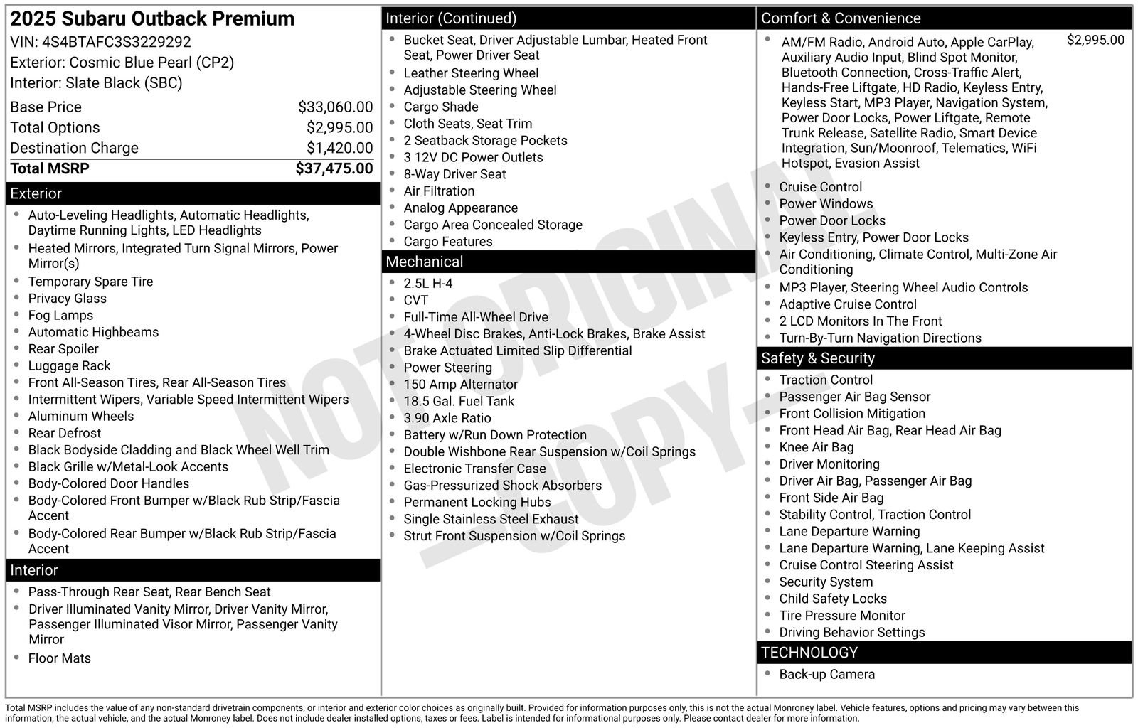 Certified 2025 Subaru Outback Premium image 17