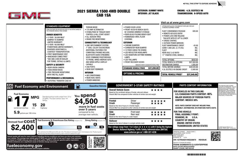 Used 2021 GMC Sierra 1500 4x4 Double Cab w/ Fleet Convenience Package image 4