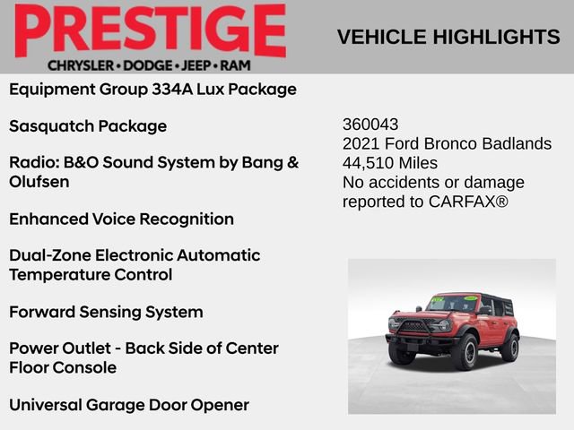 Used 2021 Ford Bronco Badlands image 2