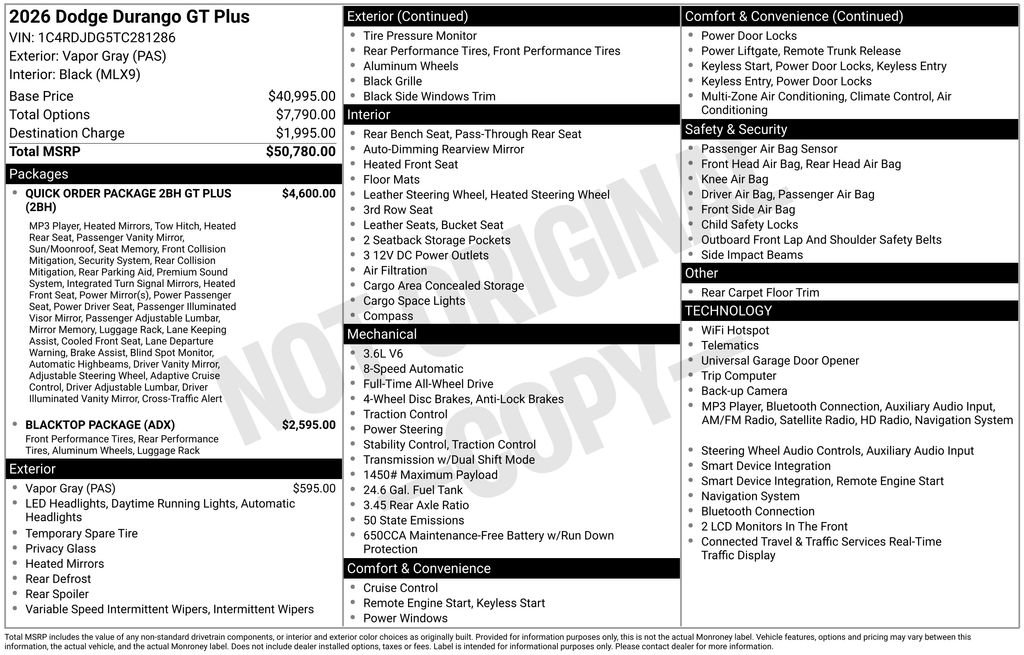 New 2026 Dodge Durango GT AWD/4WD image 6