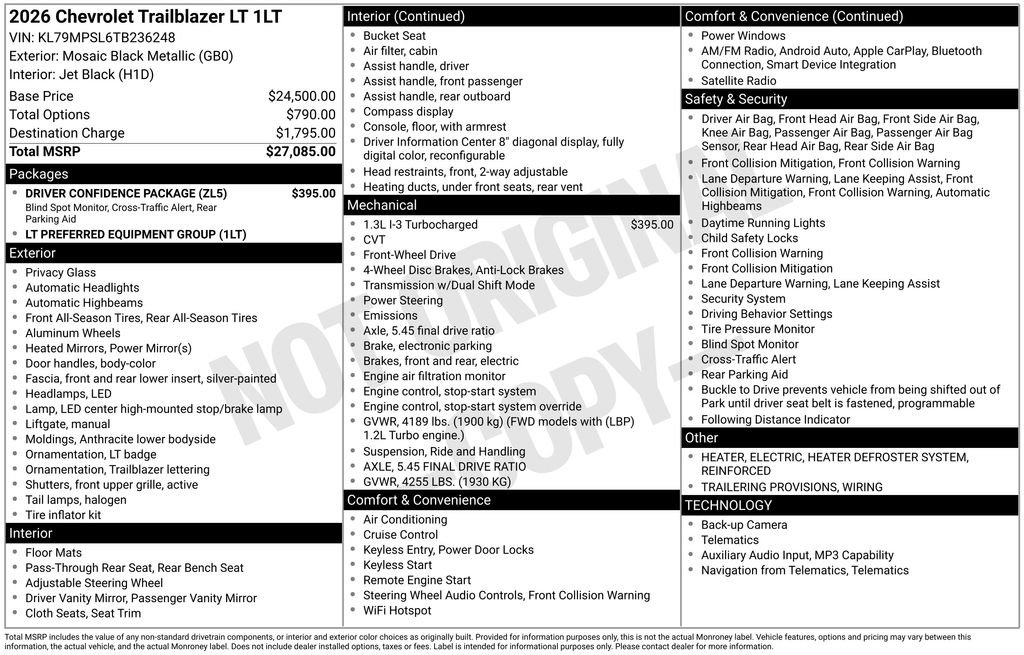 New 2026 Chevrolet TrailBlazer LT w/ Driver Confidence Package FWD image 23