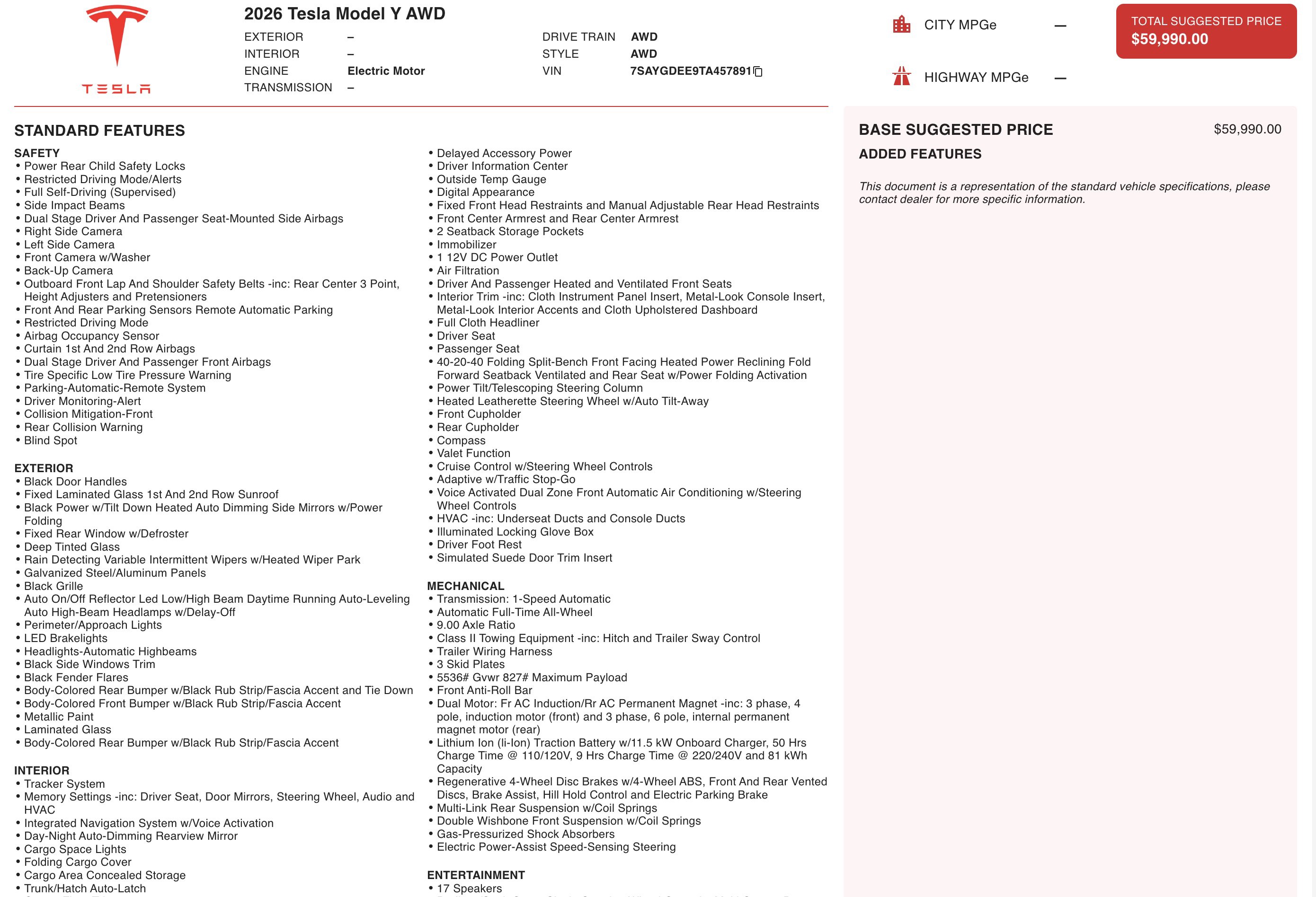 Used 2026 Tesla Model Y Long Range AWD/4WD image 3