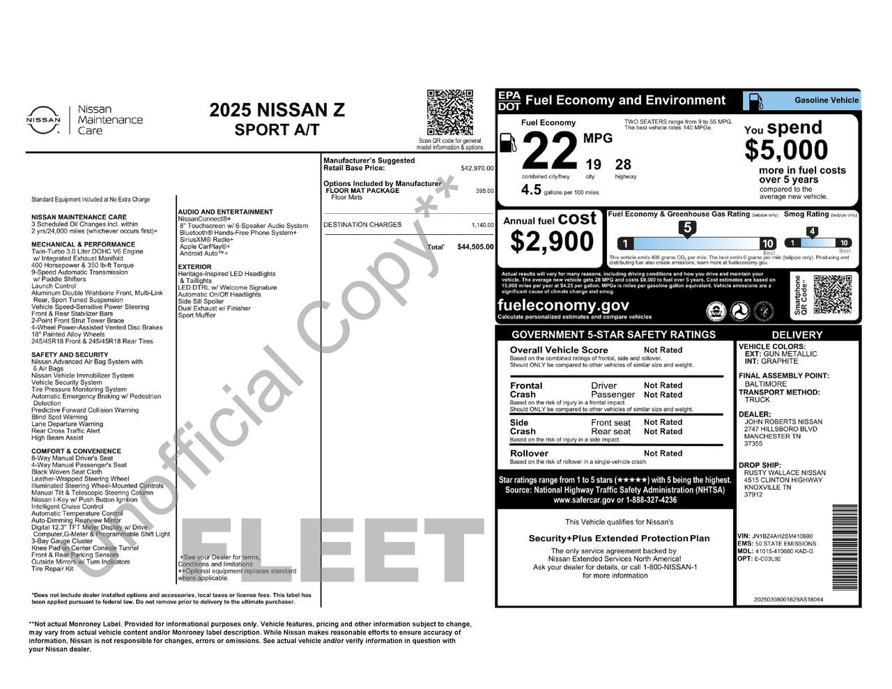 Certified 2025 Nissan Z Sport w/ Floor Mat Package RWD image 33
