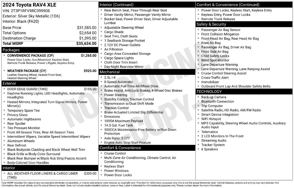 Used 2024 Toyota RAV4 XLE w/ Convenience Package AWD/4WD image 6
