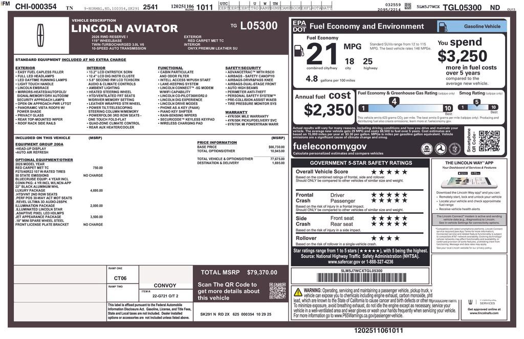 New 2026 Lincoln Aviator Reserve w/ Luxury Package RWD image 61