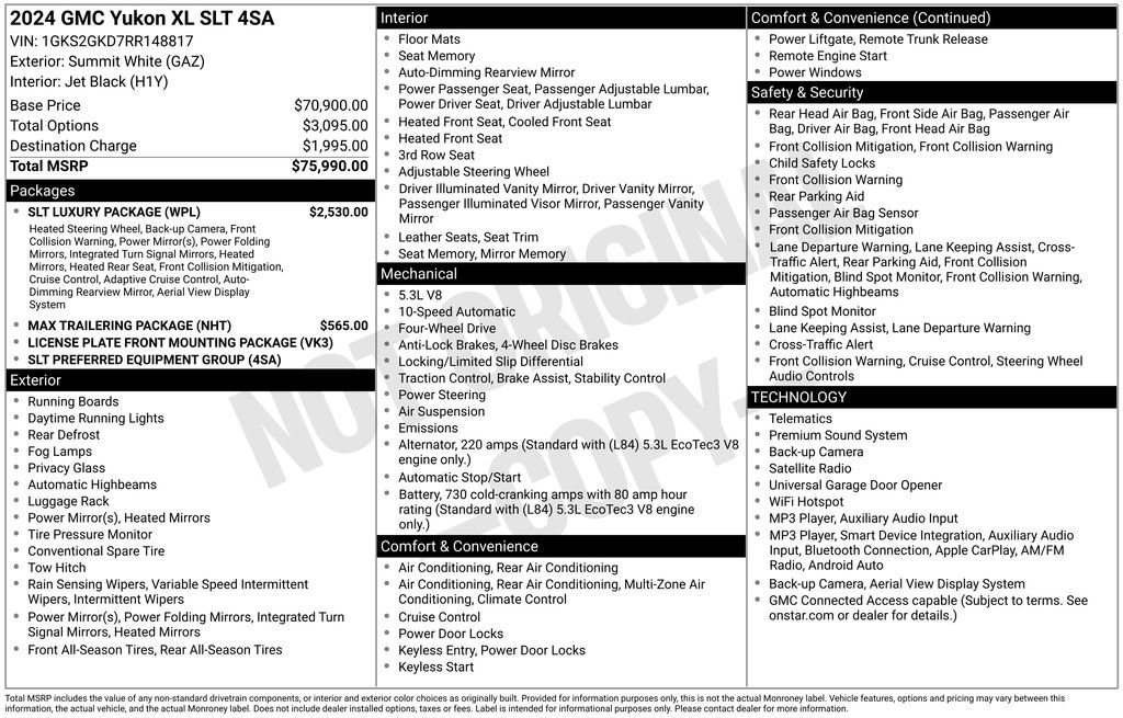 Certified 2024 GMC Yukon XL SLT w/ SLT Luxury Package AWD/4WD image 5