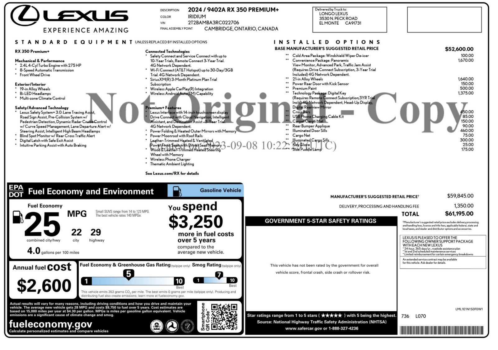 Used 2024 Lexus RX 350 Premium Plus w/ Convenience Package FWD image 57