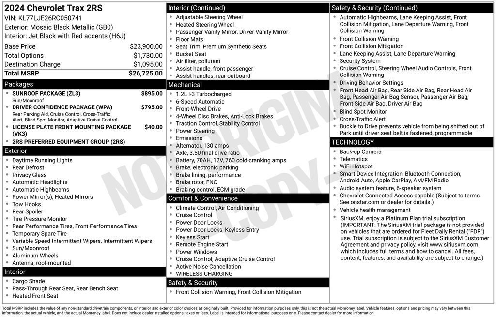 Used 2024 Chevrolet Trax RS w/ Sunroof Package FWD image 43