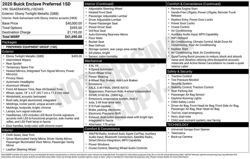 Used 2020 Buick Enclave Preferred image 4