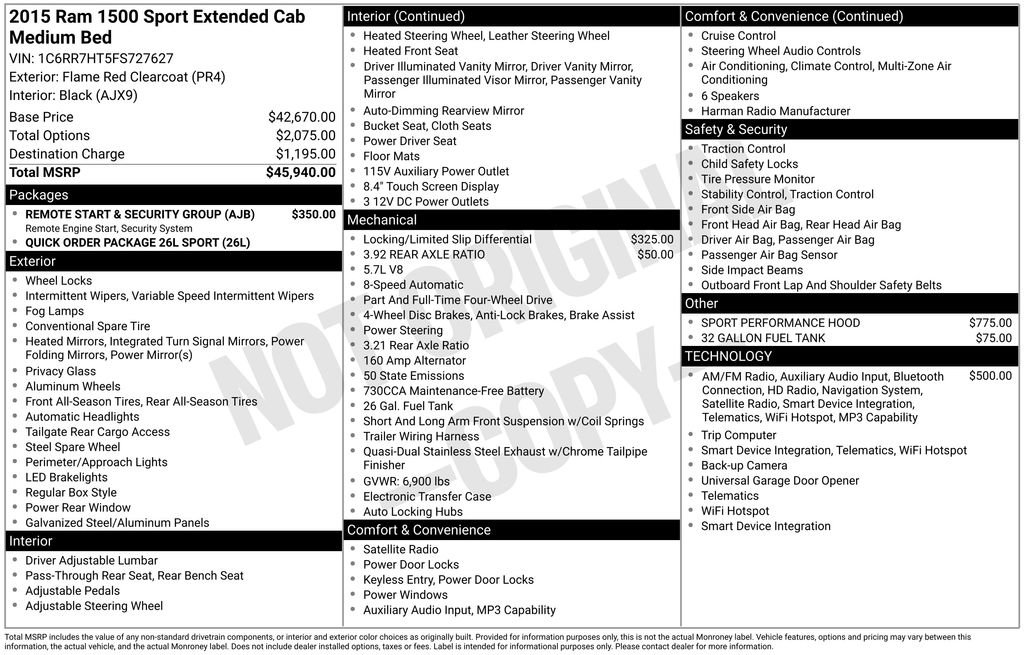Used 2015 RAM 1500 Sport w/ Remote Start & Security Group image 14