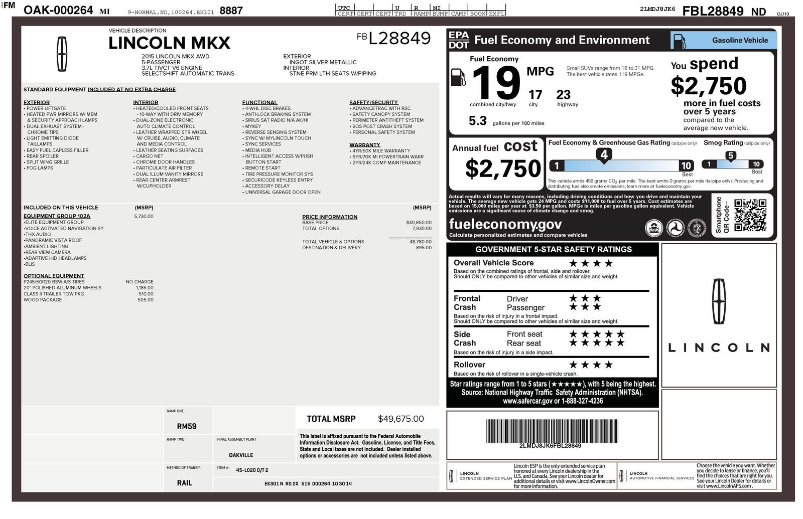 Used 2015 Lincoln MKX AWD w/ Equipment Group 102A image 19
