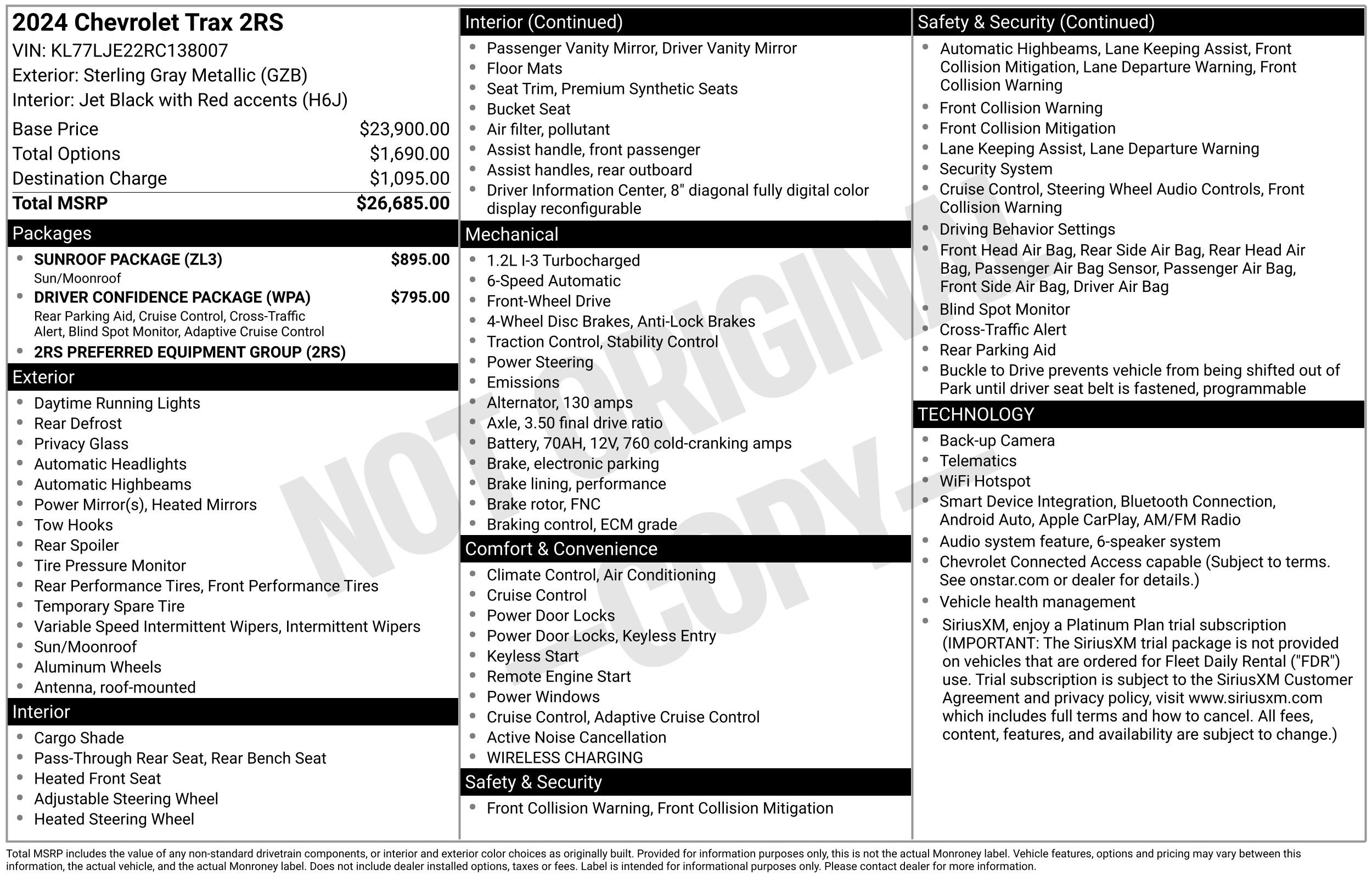 Used 2024 Chevrolet Trax RS w/ Sunroof Package FWD image 2