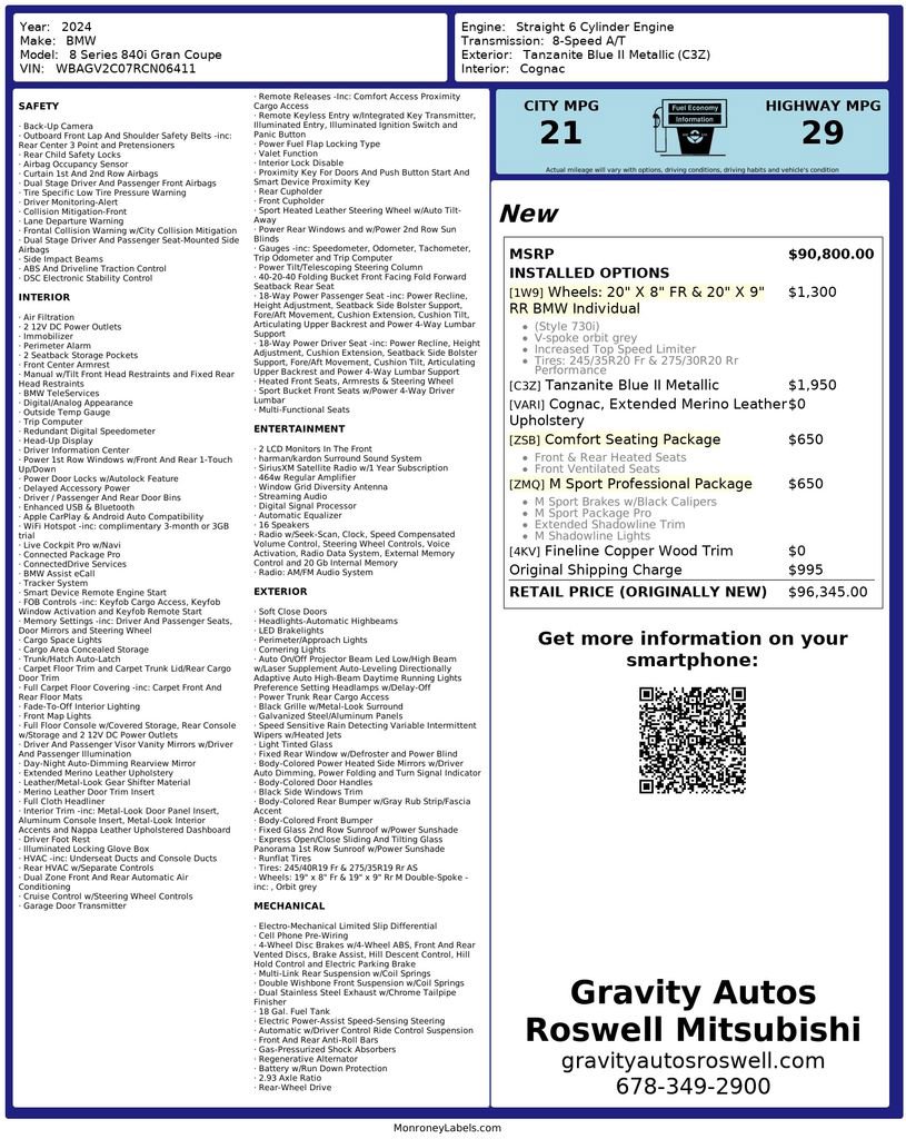 Used 2024 BMW 840i Gran Coupe w/ M Sport Professional Package image 3