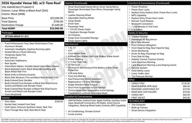 New 2026 Hyundai Venue SEL FWD image 43