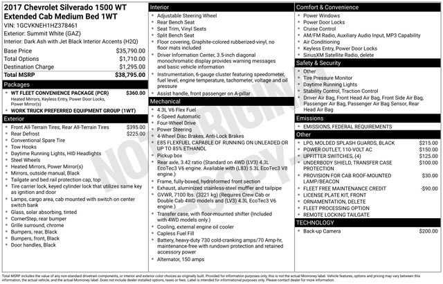 Used 2017 Chevrolet Silverado 1500 W/T w/ WT Fleet Convenience Package image 34