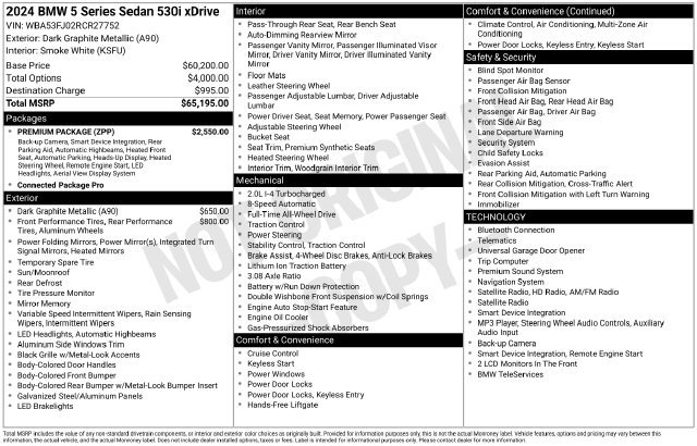 Certified 2024 BMW 530i xDrive w/ Premium Package AWD/4WD image 39