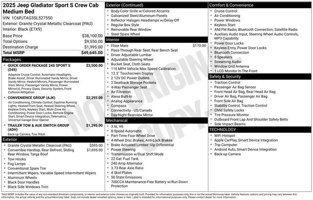 New 2025 Jeep Gladiator Sport image 31