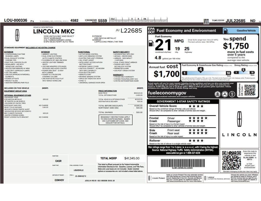 Used 2018 Lincoln MKC Select w/ Select Plus Package image 2